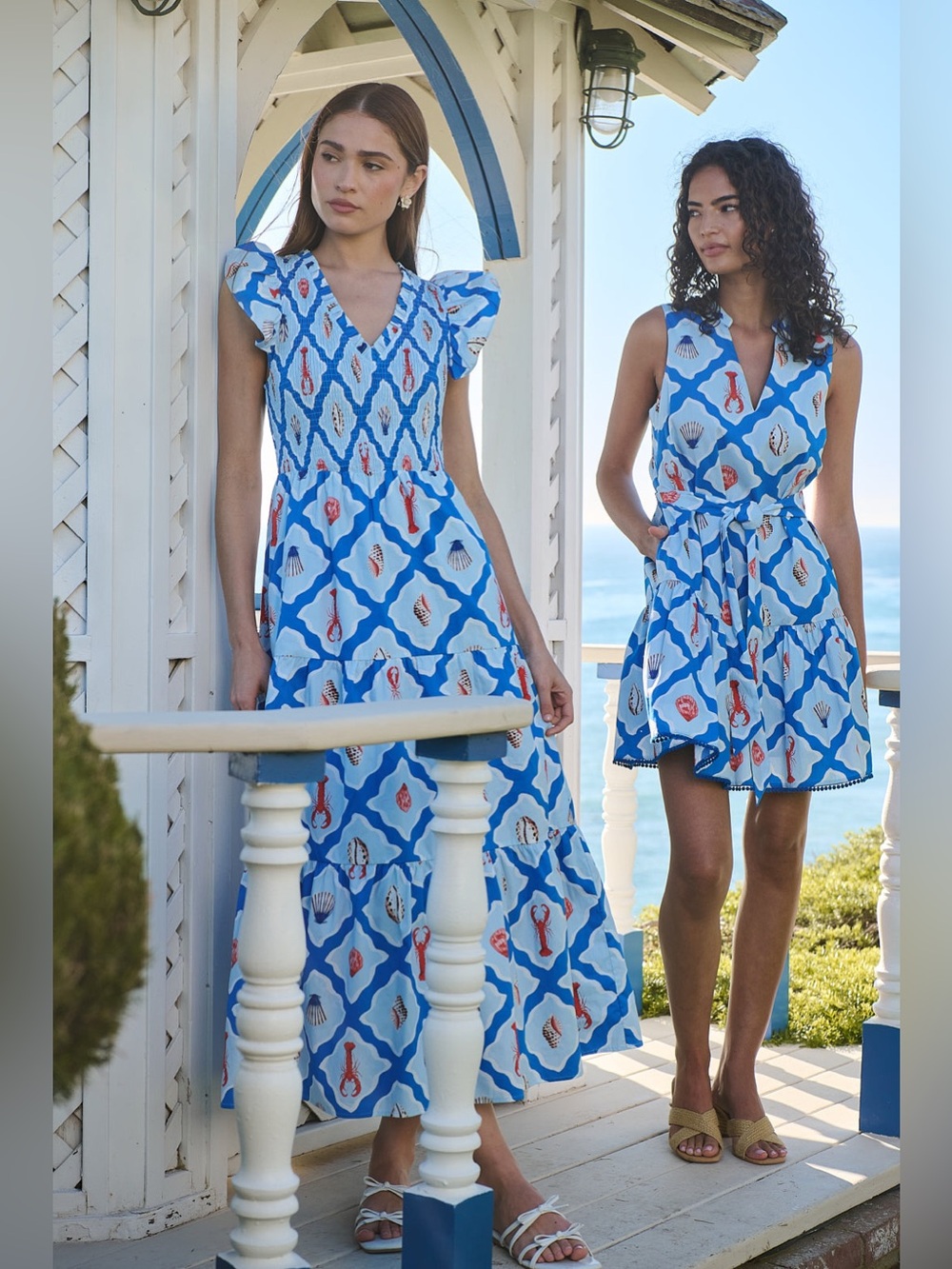 NWOT Sugarlips Lobster Bay Sunfire Tiered Midi Dress - Picture 5 of 5